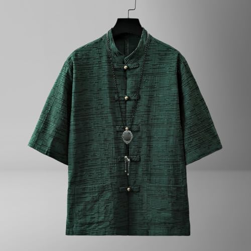 Chemise coton lin style chinois ample et respirante contre la chaleur