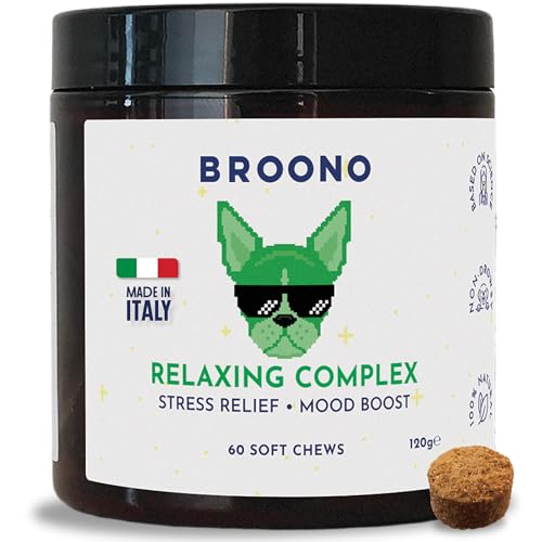 Calming Chews for Dogs - With L-Theanine, L-Tryptophan, Magnesium Bisglycinate - More at Ease at Home and Outdoors - Anxiety Relief, Focus & Mental Balance - Relaxing Complex