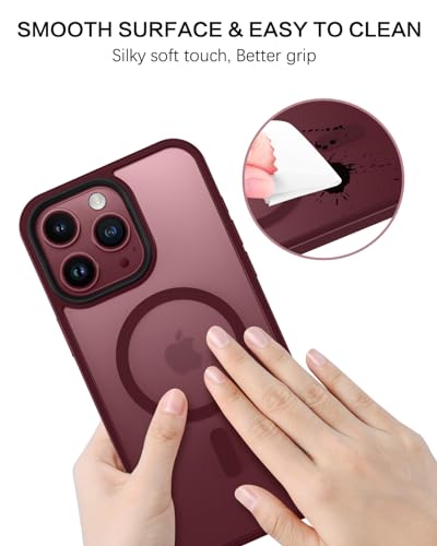 Image of BENTOBEN for iPhone 15 Pro Max Case, iPhone 15 Pro Max Magnetic Case [Compatible with MagSafe], Translucent Matte Slim Shockproof Women Men Protective Case Cover for iPhone 15 Pro Max 6.7 inch, Wine