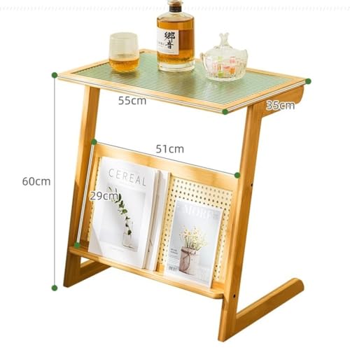 Table basse compacte en bambou et verre table d'appoint pour petit salon - 4