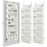 HOMELUX THEORY UPGRADED Over The Door Organizer Hanging - 100D EXTRA THICK & 50lbs HUGE CAPACITY 6 Large Front & 12 Side Pockets, Over The Door Shoe Organizer, Hanging Closet Organizer (Ivory, 2pc)