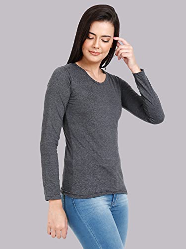 Image of FLEXIMAA Women's Cotton Plain Round Neck Full Sleeve T-Shirt