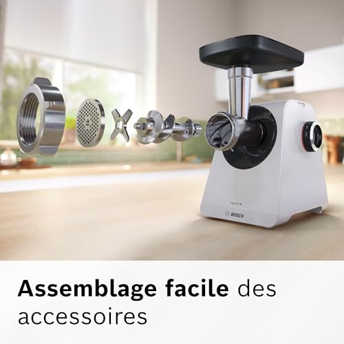 Hachoir à Viande Bosch MFWS420W – 500 W, 1900 W Max, 2 Vitesses, 2 Grilles Inox - vue 9