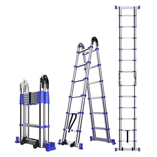 ESSEASON Teleskopförlängningsstege multifunktionell med stödstång, aluminium A-typ teleskopstege för loft inomhus utomhus kontorshus, 150 kg lastkapacitet (storlek: 5,6 m = 2,85 m + 2,5 m)