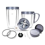 Deluxe Upgrade Kit for NutriBullet, Cup & Blade & Resealable Lid & Gear & Shock Pads Replacement Parts Kit, 14-Piece Set Replacement Parts for NutriBullet 900W/600W Series