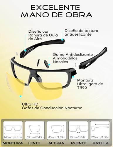 Miniatura 6 de Attcl Nachtfahrbrille Herren, Hombres, Gafas De Conducción Nocturna, Medium