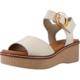 Dorking - Sandalia de pala,casual,cuña imitación esparto,planta de gel,con cierre de hebilla al tobillo, para: Mujer color: RAW talla:38