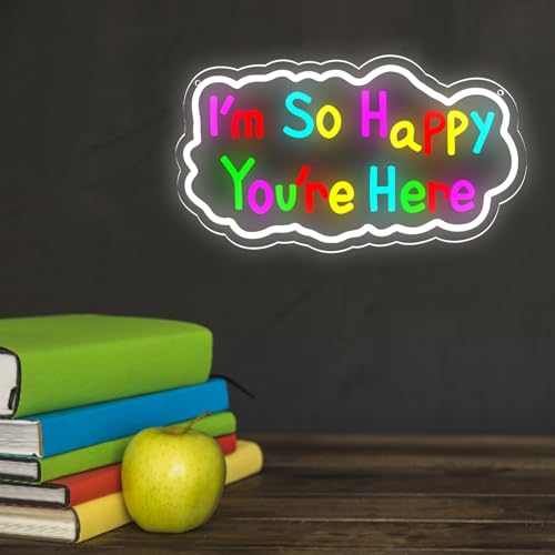 Image of I'm So Happy You're Here Neon Signs Welcom LED Neon Light Wall Decor for Classroom,Kids Room,Business,Party,GIft Art for Boys Girls Kids,Friends,Family-17.75x8.7 IN-USB Powered-Acrylic
