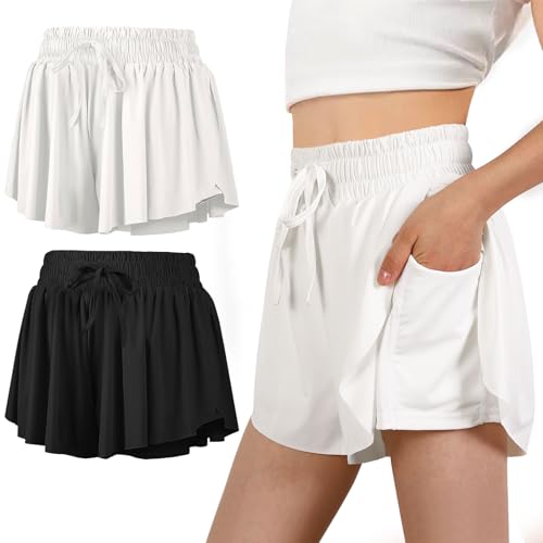 Girls Butterfly Shorts in Flowy Shorts with Pockets Quick
