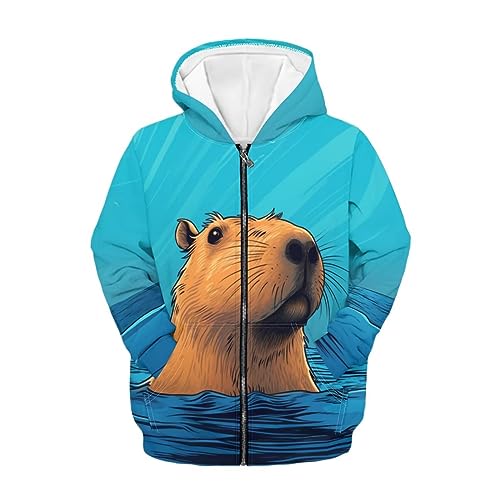 Sweat à capuche zippé pour enfants veste douce avec poches