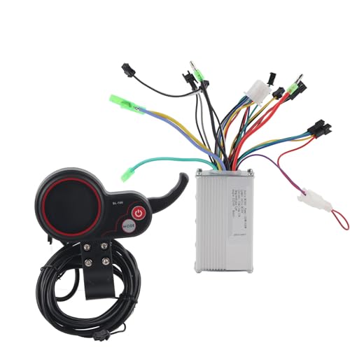 Eujgoov Controlador de Scooter de Velocidad, Panel de Visualización LCD para un Cubo Eléctrico de 1000W, Motor sin Escobillas de 48V, Instalación Fácil con Cables Codificados por Colores, Monitoreo