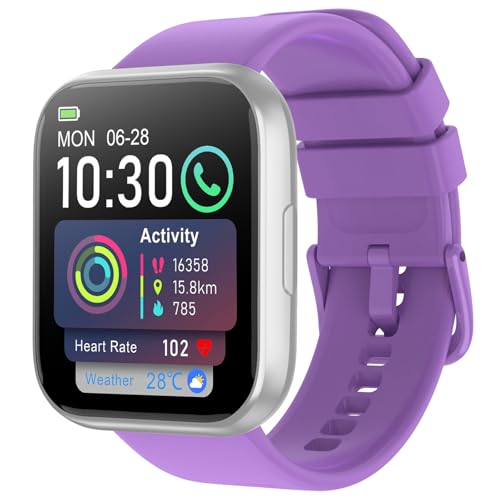 Image of Smart Watch for Men - 1.85 inch HD 2026 Upgraded Fitness Tracker Bluetooth Call and Text Smartwatch with 7 Day Battery 5 ATM Waterproof Heart Rate Sleep Monitor 130+ Sport Modes for Android & iOS (Purple)