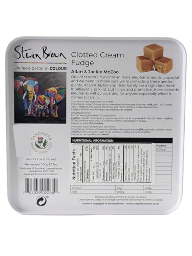 Allan & Jackie McZoo Clotted Cream Fudge Quadratische Dose, 200 g