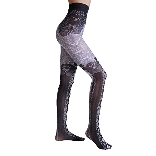 Image of Sahabowi Women Tights, Sheer High Waist Pantyhose, Vintage Control Top Stockings