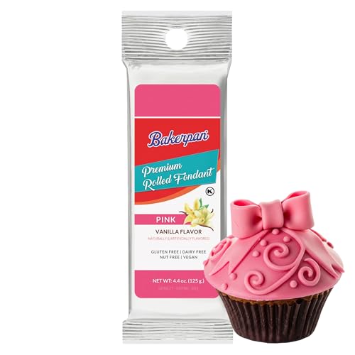 Bakerpan Premium Rolled Pink Fondant for Cake Decorating