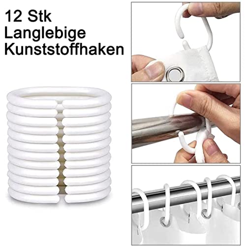 TOENIO Duschvorhang Anti-Schimmel, Schmetterlingsserie Bad Vorhang Set 180x180cm Wasserdicht Shower Curtain mit rutschfeste Badematte U-Kontur Teppich Toilettendeckelabdeckung 12 Hakens – Bild 7