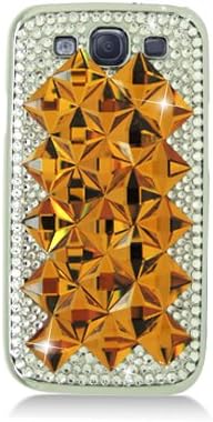 Aimo Wireless SAMI9300PC3D-SPC509 3D Premium Stylish Diamond Bling Case for Samsung Galaxy S3 i9300 - Retail Packaging - Gold Crystal Mirror