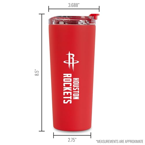 Image of Rico Industries NBA Basketball Houston Rockets Red 24oz Stainless Steel Tumbler with Lid and Dual Functioning Lid
