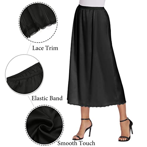 Image of Avidlove Women's Satin Half Slip 36 inch Lace Long Underskirt S-XXL