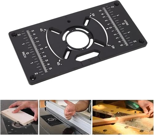 Frästisch-Einsatzplatte 120*235mm, Router-Tischplatte Universal-Fräsplatte Aus Aluminiumlegierung Mit 4 Einsatzringen, Arbeitsplatte Für Fräsmaschine, Schwarze Werkbänke, Für Holzbearbeitungsprojekte
