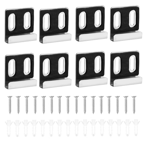 Image of 8pcs Metal Mirror Clips, Wide Channel Mirror Hangers for Frameless Mirror Mounting Hardware Heavy Mirror Holder Hooks Hanging Bracketswith Screws for Wall Mounting Mirror Billboard