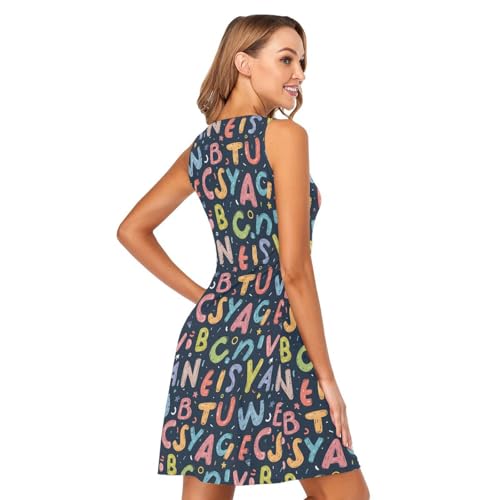 Image of ALAZA Women's Summer Dress Sun Dress Sleeveless with Pockets