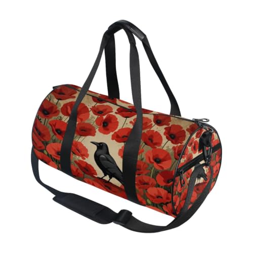 Bolsa de lona para viajes y deporte, bolso cilíndrico ligero con bolsillo interior floral