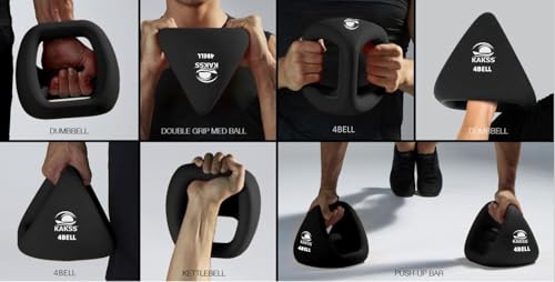 Image of Kakss 4BELL 8kg Multipurpose Gym Equipment 4-in-1 Dumbbell, Kettlebell, Push-Up Bar & Med Ball, Compact Home Workout Tool for Men & Women, GRIP THE FUTURE OF FITNESS (ONE PIECE)