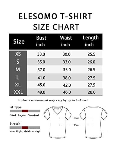 Elesomo Womens T-Shirts V Neck Short Sleeve Summer Tops And Blouses, Brown S #TOP2