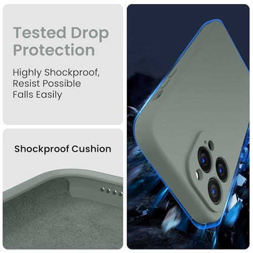 Image of FireNova Designed for iPhone 14 Pro Max Case, Silicone Upgraded [Camera Protection] Case, Soft Anti-Scratch Microfiber Lining Inside, 6.7 inch, Calke Green