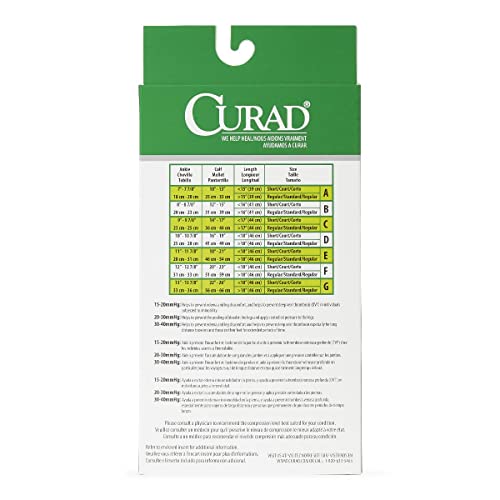 Image of CURAD Knee-High Compression Hosiery, 30-40 mm Hg, Tan, Size D, Regular Length, 1 Pair