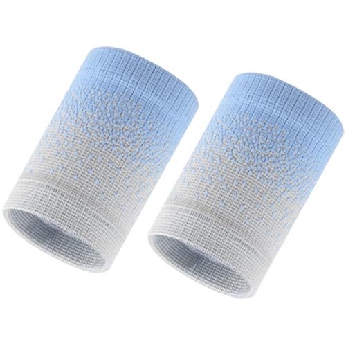2 Pezzi Polsino Sportivo, Unisex Assorbente Fasce da Polso Cotone Elastico Portafoglio da Polso Sport Braccialetto per Sport Palestra Running Fitness Weightlifting Tennis Ginnastica (Blu Grigio)