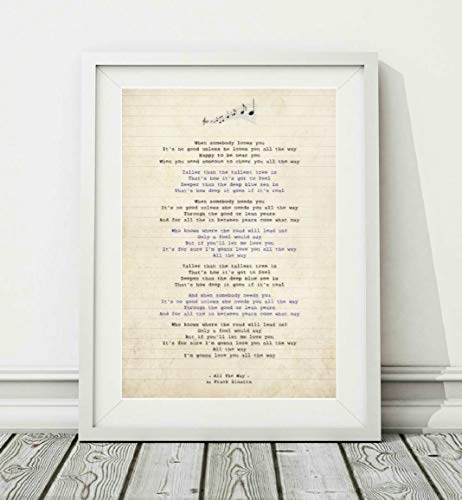 Image of Didymus Co Frank Sinatra - All The Way - Song Lyric Art Poster Print (UNFRAMED) - Sizes A4 (29.7 x 21cm) and A3 (42 x 29.7cm) (A4)