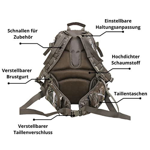 Foto von Blackpeanut - Jagdrucksack - Multifunktionaler Wasserdichter Camouflage Taktischer Rucksack mit Gewehrhalterung, Wanderrucksack mit großer Kapazität verschiedenen Fächern, Zubehör Geschenk für Jäger