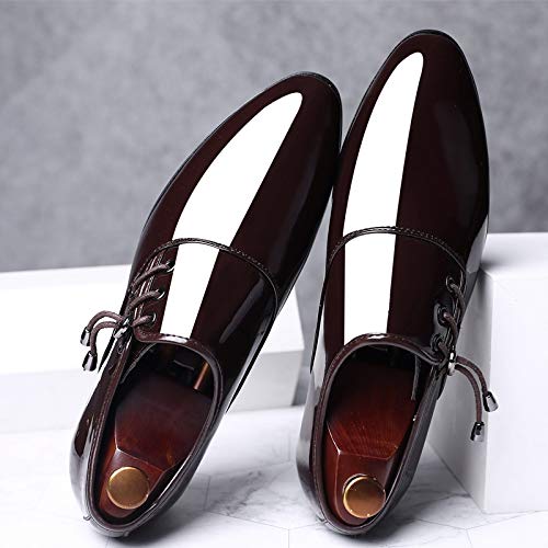 Men's Shiny Patent Leather Dress Shoes Mens Breathable Leather Wingtip Brogue Oxfords Shoes Increasing Non-Slip Softsole Walking Derby Shoes3