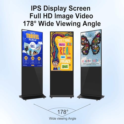 JPIYEIC 43\" Indoor Digital Signage, 4K Digital Signage Displays, LCD Screen IPS Floor Standing Digital Kiosks, Interactive Displays with CMS/U-Disk/APP/WiFi Input Auto ADs Player, Android OS - Thumbnail 2