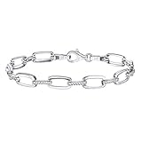 Anchura de la pulsera: 7 mm SILVEGO QRB270 - Pulsera para Mujer de Plata 925 con Circonitas Eslabones Rectangulares Anchura 7 mm