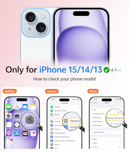Image of FNTCASE for iPhone 15 Case: for iPhone 14 Case & iPhone 13 Case [Compatible with Magsafe] Translucent Matte Cases with [Screen Protector] Military Grade Shockproof Protective Phone Cover - LightPurple