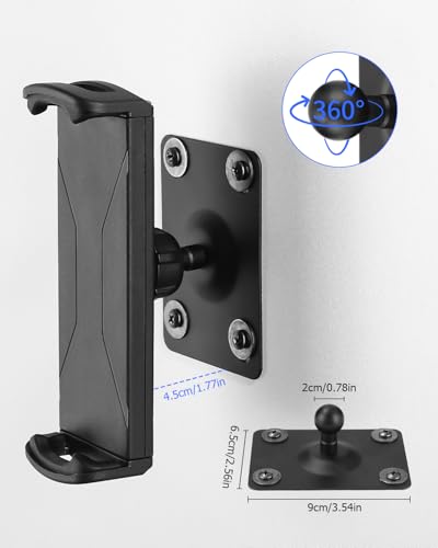 Woxovo Tablet Wandhalterung, Tablet Halterung Wand, 360° Drehbar iPad Wandhalterung für 4,7-14'' eReader/Smartphone, iPad Halterung Wand aus Aluminium für iPhone