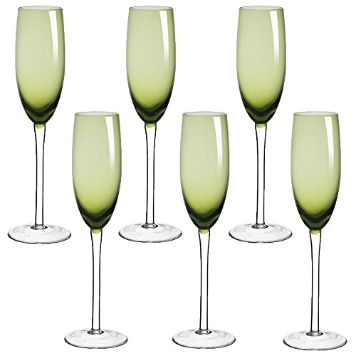 Jogo 6 Taças para Champagne 200ml Vidro Verde Josephine