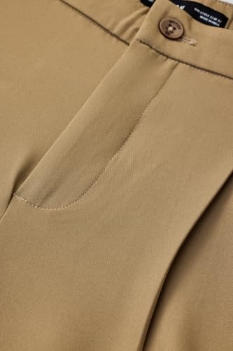 Image of SNITCH Men Casual Trousers | Baggy Fit Wide-Leg Design with Pleated Front & Button Closure | Durable Polyester Blend & Medium-Stretch Fabric for Summer Wear