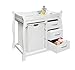 Badger Basket Sleigh-Style Baby Changing Table - Diaper Changing Station with 3 Storage Baskets - Nursery Organizer with Hamper, Changing Pad, Safety Rails - White