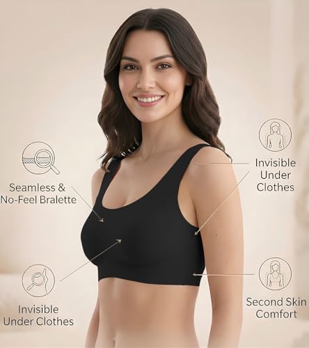 Image of DClub Comfort Revolution Seamless Bra Easy lite Full-Coverage Wireless Everyday Bra with CloudSoft Comfort with Removable Pad.