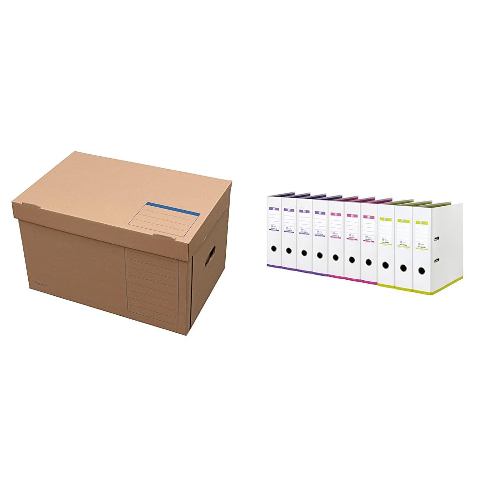 Elba Archiv-Box Tric System, naturbraun, 10er Pack und Oxford myColour Ordner A4, 8 cm breit, zweifarbig weiß sortiert, 10er Pack