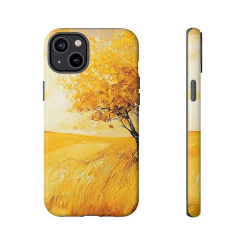 Coque iPhone 14 Plus arbre automne doré rigide mate jaune antichoc