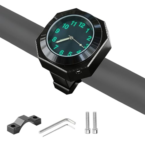 Pengrity Montre Guidon Moto, Horloge Moto, Montre de Vélo en Alliage d'Aluminium Étanche, pour Poignées De 22 à 28 Mm
