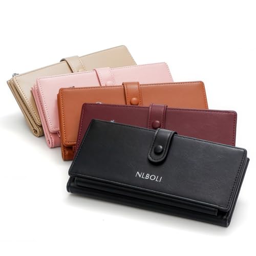 Women Large Bifold Wallet, PU Leather Purse with Multiple Card Slots, Coin Zipper Compartment, Stylish Ladies Wallet2