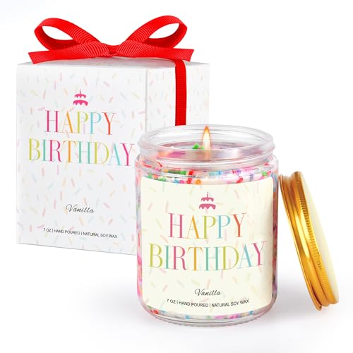 PHD CAKE Happy Birthday Candle - Birthday Gifts for Women Men Mom Dad Sister Teacher Friends Natural Soy Wax Vanilla Scented Candles