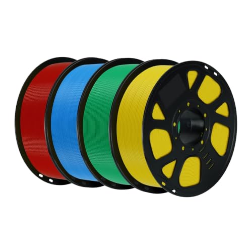 Image of Kingroon Red Yellow Blue Green PLA Filament 1.75mm, 4kg Spool (8.8lbs), + /- 0.02mm Accuracy, Vibrant Color 3D Printer Filament, Fits for Most FDM 3D Printers
