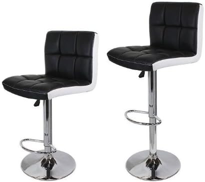 TMS® 2 Synthetic Leather Modern Design Adjustable Swivel Barstools Hydraulic Bar Stool (Salt Pepper)